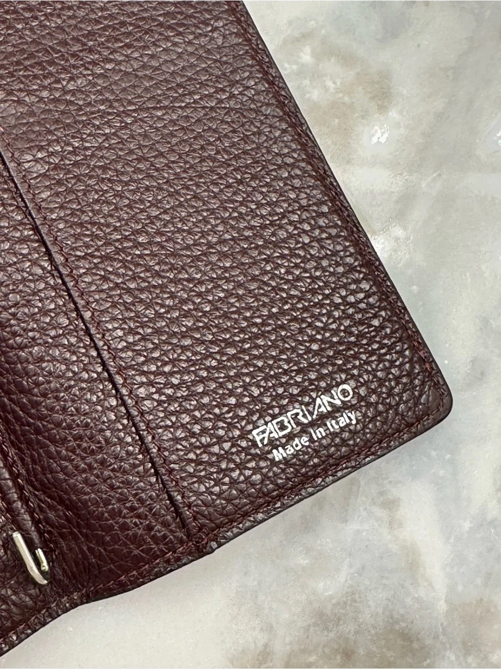 Fabriano Italy Burgundy Pebbled Leather Wallet Organizer